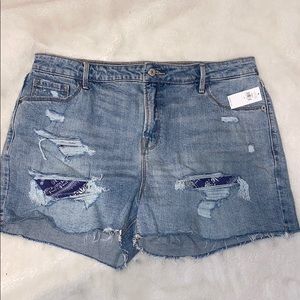 Distressed high-rise shorts